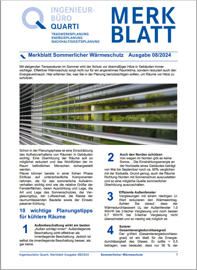 Sommerlicher Wärmeschutz